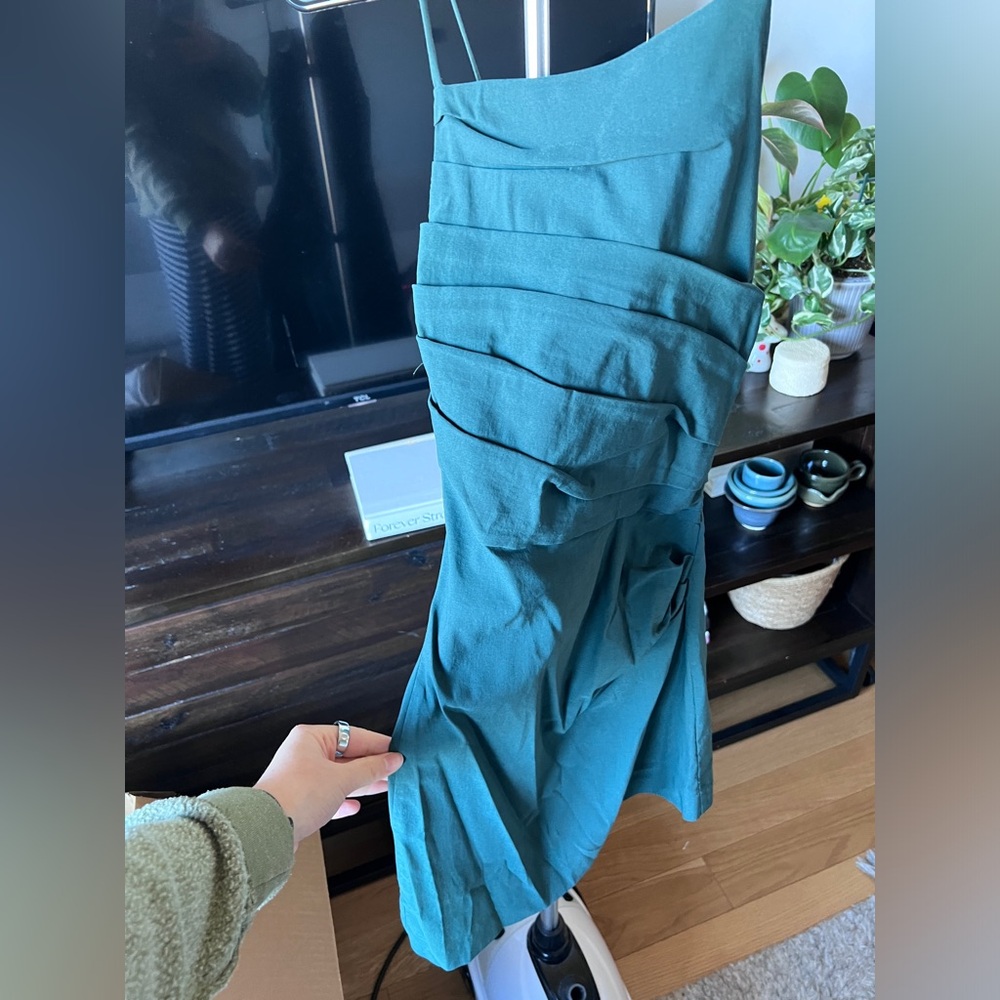 Zara Emerald Green Draped Mini Dress